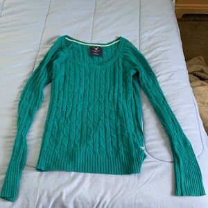 American Eagle Outfitters Teal Cable Knit Sweater